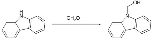 Réaction entre un carbazole et le formaldéhyde pour former le carbazol-9-yl-méthanol
