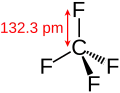 Skeletal structure of tetrafluoromethane.