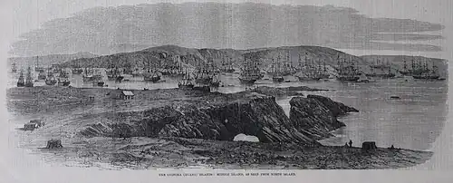 Dessin montrant des îles et des voiliers