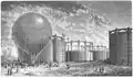 Départ d'un ballon à gaz à l'usine à gaz de la Villette.