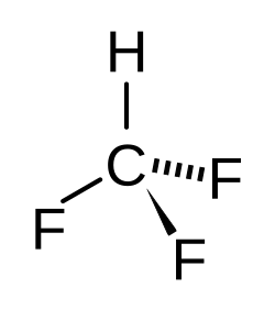 Skeletal structure of trifluoromethane.