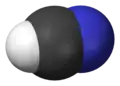 Représentation de la molécule triatomique HCN.