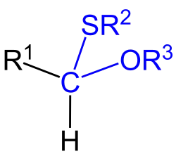Formule générale d'un thioacétal.