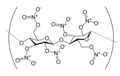 Nitrocellulose, polymère organique contenant de nombreux groupes ester de nitrate.
