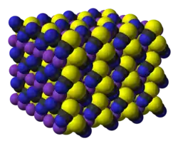 Image de synthèse de la structure du thiocyanate de potassium.