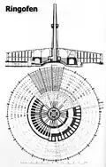 Plan simplifié d'un petit four circulaire de Hoffman.