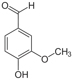 Formule chimique de la vanilline, constituant principal de la vanille naturelle.