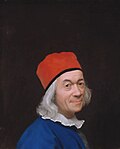 Une image est faite de contrastes : d'intensité (entre noir et blanc), de couleur (bleu et rouge), de texture (fond et visage). Ici peinture de Jean-Étienne Liotard, Autoportrait, XVIIIe siècle.