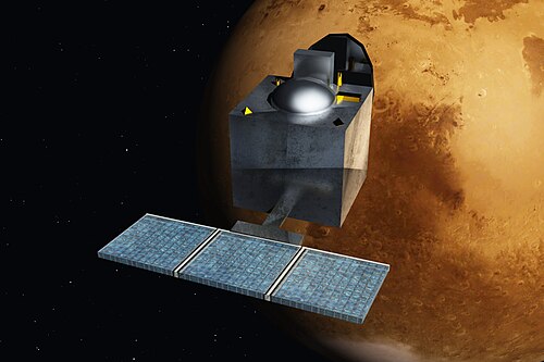 Vue d'artiste de Mars Orbiter Mission.