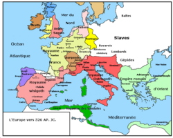 Situation politique de l'Europe en 526.