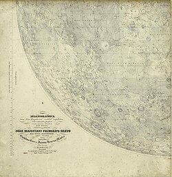Dessin très détaillé d'un quart bas gauche de la Lune.