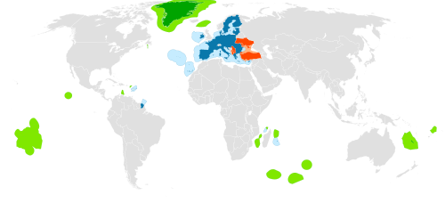 Carte de la ZEE partagée de l'UE dans le monde.