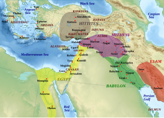 La situation politique au Moyen-Orient au début de la période couverte par les Lettres d'Amarna, première moitié du XIVe siècle.