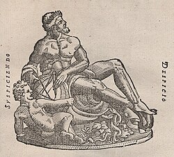 Dessin d'un homme peu vêtu et semi-allongé.