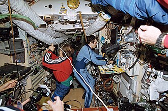 Soloviev et Dejourovdans le module central.