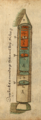 Une fusée à trois étages de Conrad Haas (1530).
