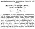 Présentation pharmacologique de l'aspirine, par le Dr Heinrich Dreser (1899)