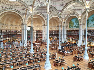 La salle Labrouste, salle de lecture de la bibliothèque de l'INHA.