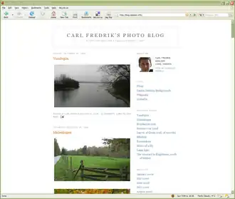 Capture d'écran d'un blog photo