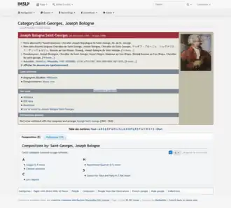 La page du compositeur Joseph Bologne de Saint-George sur le portail.