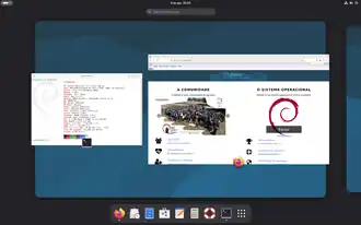 Debian 13 avec l'environnement de bureau GNOME.