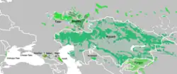 Aire de diffusion des langues kiptchak.