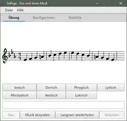 Description de l'image Screenshot of GNU Solfege 3.23.4 on Windows 10 German.png.