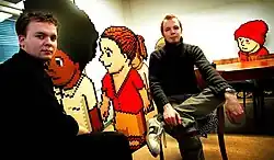 Photographie en couleur d'Aapo Kyrölä et Sampo Karjalainen en 2000.
