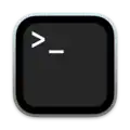 Icône du terminal de macOS représentant un carré noir avec un chevron droit et un tiret du bas juste à droite.