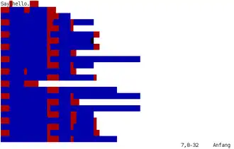 Programme "Hello world" en Whitespace avec la coloration syntaxique.