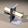 Assemblage avec 1&nbsp;mm de jeu d'une barre de diamètre 40 traversant une tôle de 2&nbsp;mm.