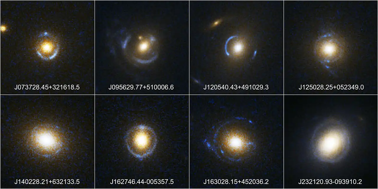 Collection d'anneaux d'Einstein obtenue en 2005 après l'étude Sloan Lens ACS Survey.