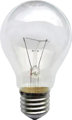 Un bulbe de verre dans lequel se trouve un petit fil métallique.