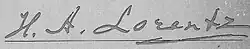 signature de Hendrik Lorentz