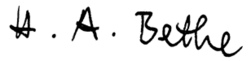 signature de Hans Bethe