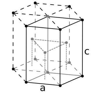 Atome supplémentaire en (x2, y2, z2) = ( 2⁄ 3, 1⁄ 3, 1⁄ 2), maille hexagonale compacte.
