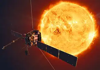 Image d'observation d'éruption solaire par Solar Orbiter de l'ESA (2019)