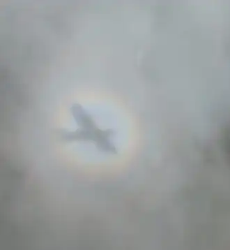 Spectre sur un nuage vu d'un petit avion.